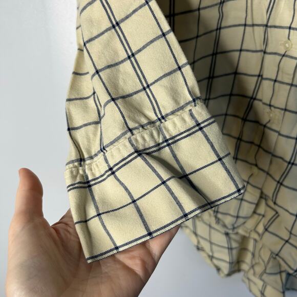 Madewell Plaid Flannel Long Sleeve Pajama Set Women’s Small Cream Lounge Cozy - Picture 8 of 15